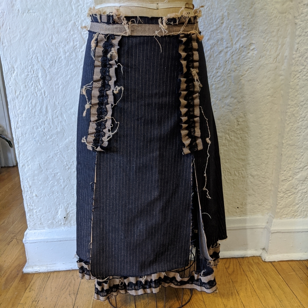 Distressed layered skirt